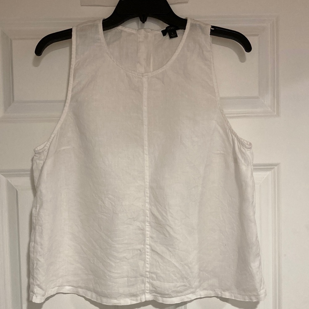 J Crew White Linen tank top